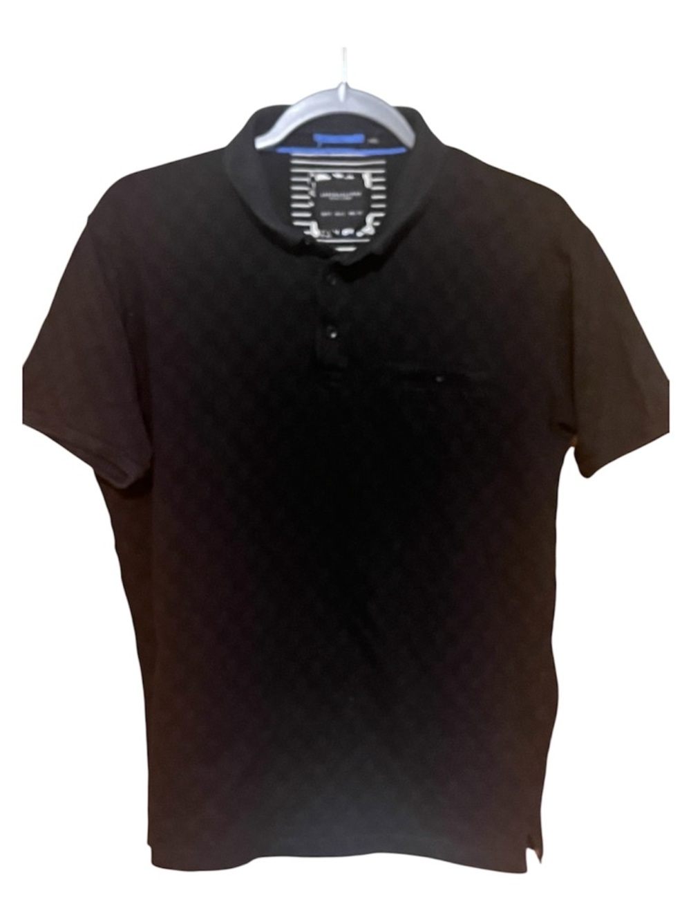 Denim & Flower Men's Black Polo with Subtle Texture Size Small